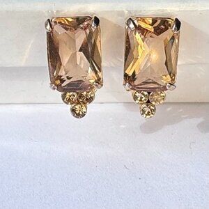 Carolee costume topaz and rhinestone clip on earrings